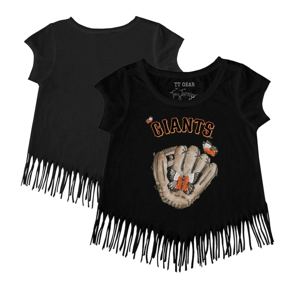 San Francisco Giants Tiny Turnip Girls Youth Butterfly Glove Fringe T-Shirt - MLB T-shirts