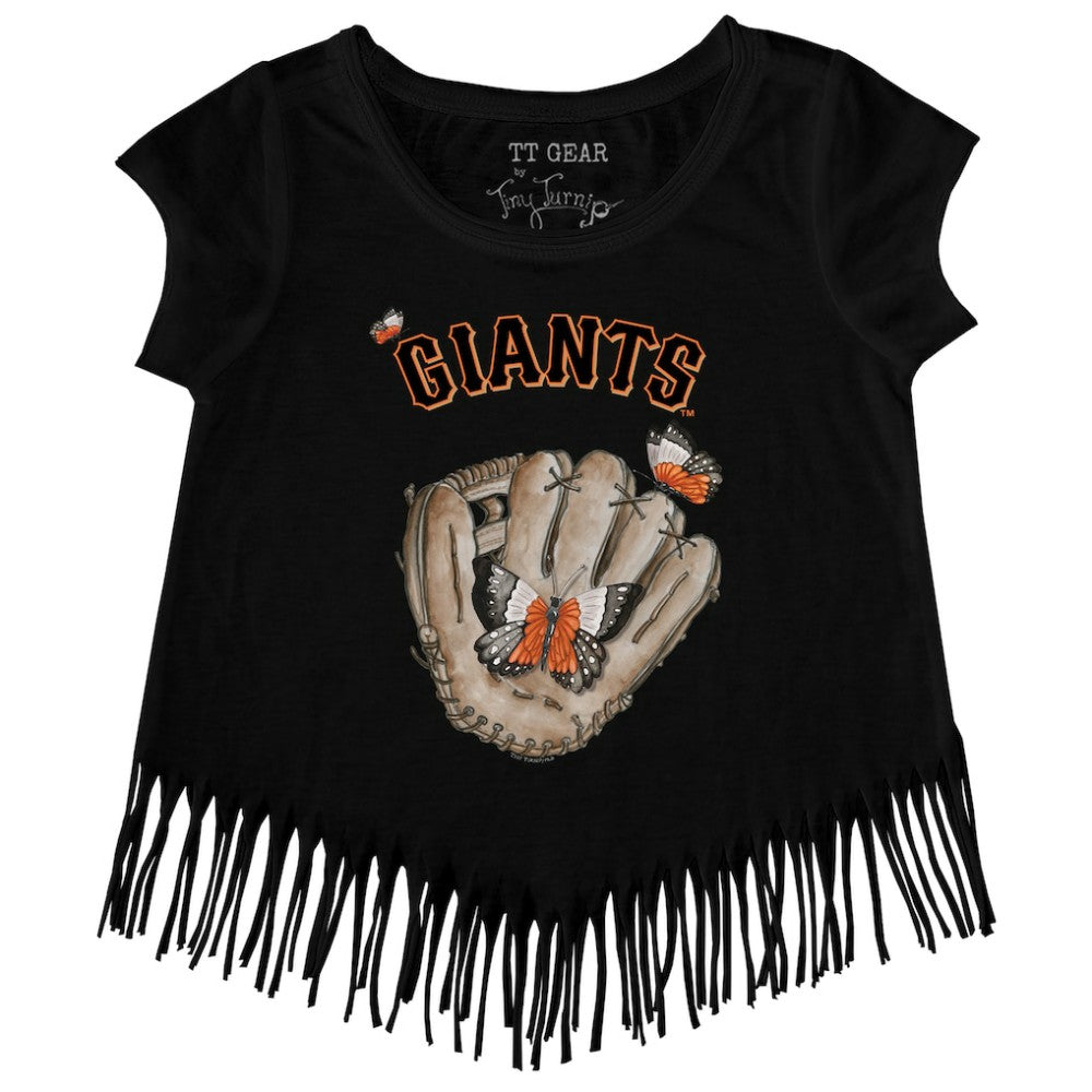 San Francisco Giants Tiny Turnip Girls Youth Butterfly Glove Fringe T-Shirt - MLB T-shirts