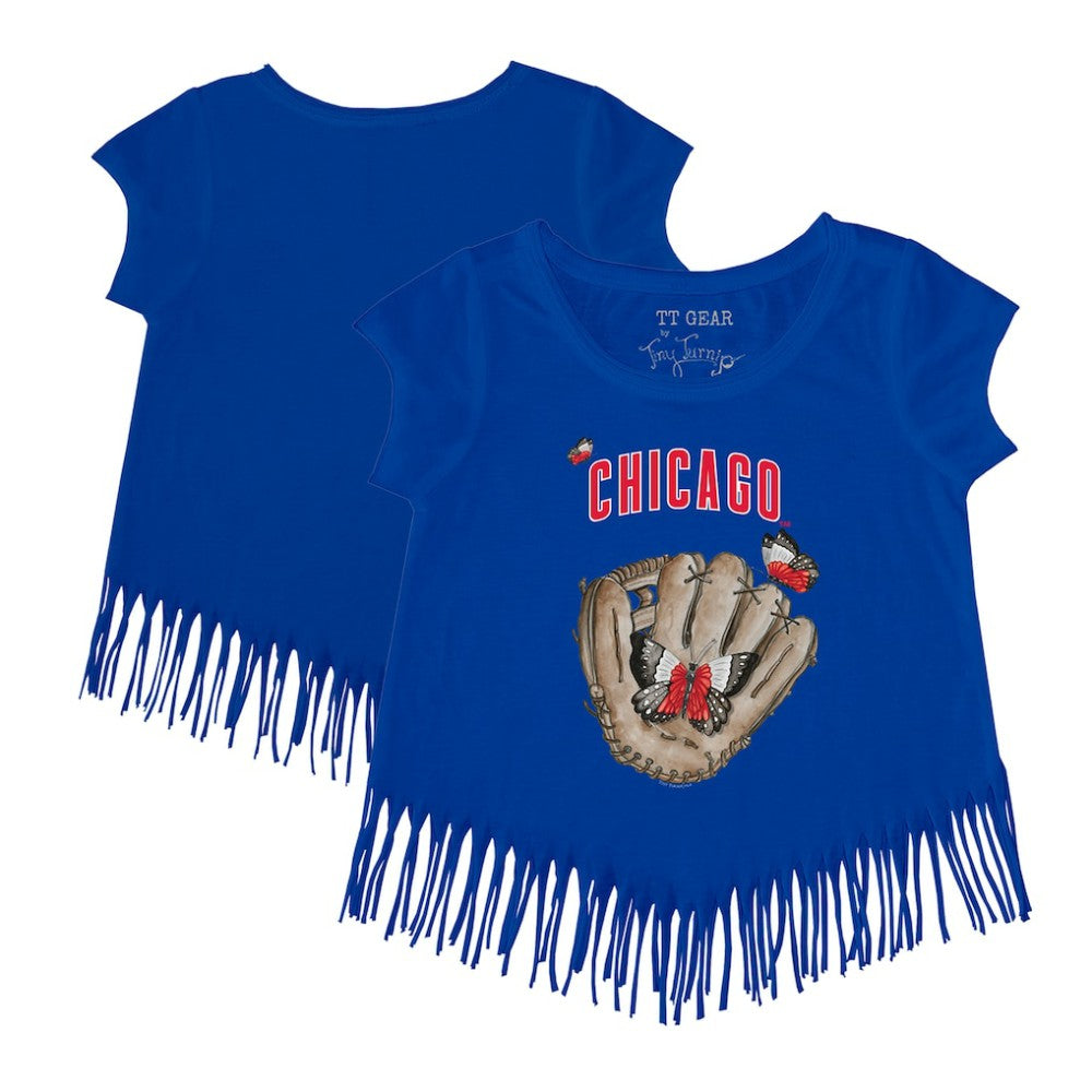 Chicago Cubs Tiny Turnip Girls Youth Butterfly Glove Fringe T-Shirt - MLB T-shirts