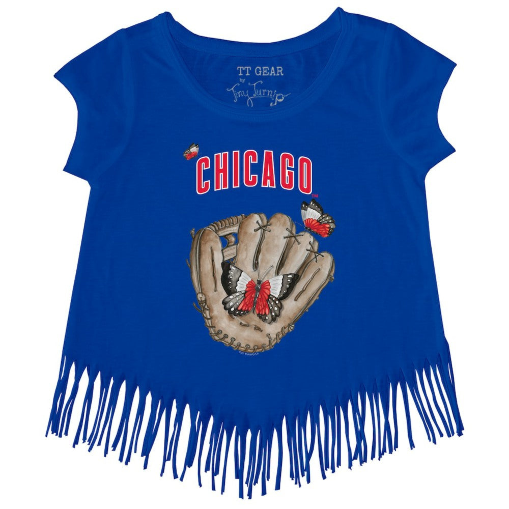 Chicago Cubs Tiny Turnip Girls Youth Butterfly Glove Fringe T-Shirt - MLB T-shirts
