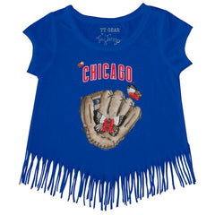 Chicago Cubs Tiny Turnip Girls Youth Butterfly Glove Fringe T-Shirt - MLB T-shirts