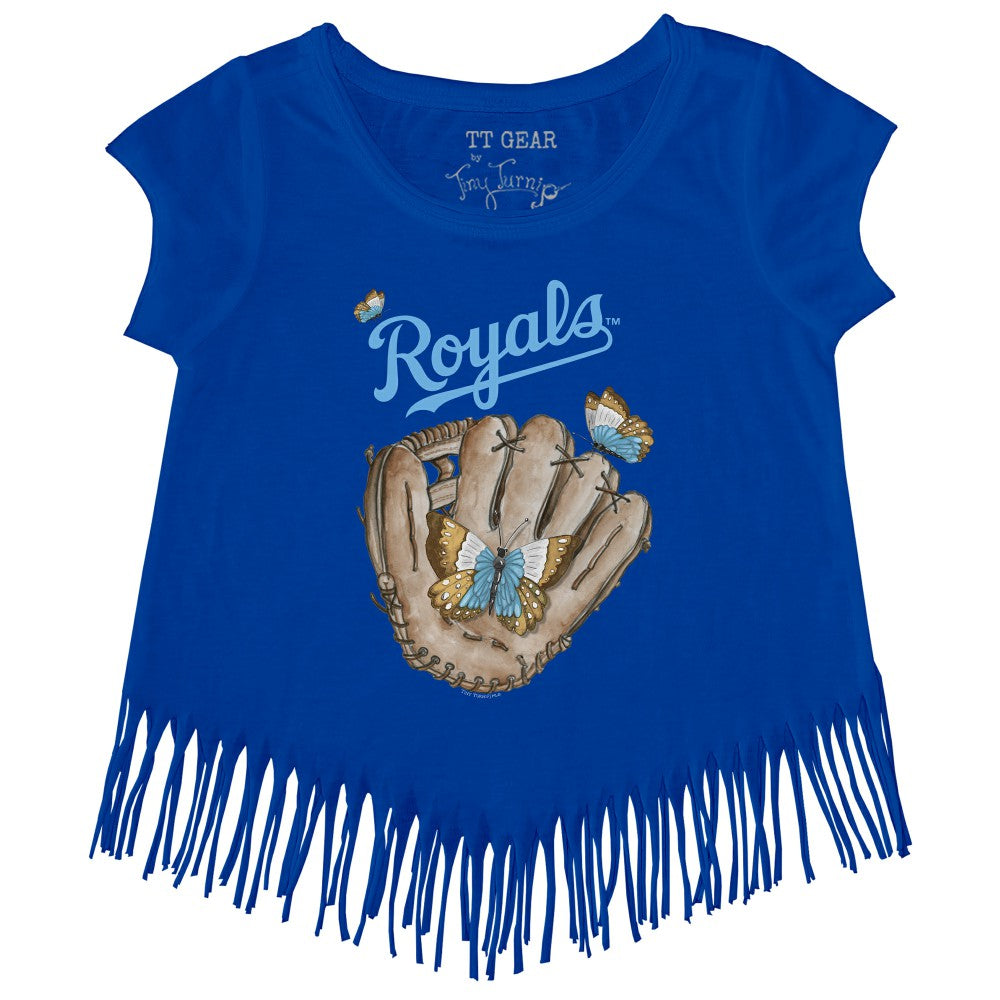 Kansas City Royals Tiny Turnip Girls Youth Butterfly Glove Fringe T-Shirt - MLB T-shirts