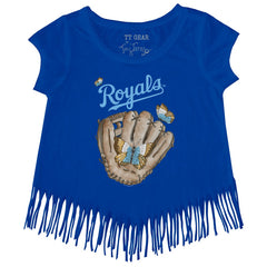 Kansas City Royals Tiny Turnip Girls Youth Butterfly Glove Fringe T-Shirt - MLB T-shirts