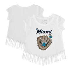 Miami Marlins Tiny Turnip Girls Youth Butterfly Glove Fringe T-Shirt - MLB T-shirts