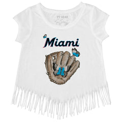 Miami Marlins Tiny Turnip Girls Youth Butterfly Glove Fringe T-Shirt - MLB T-shirts