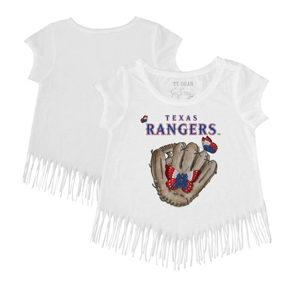 Texas Rangers Tiny Turnip Girls Youth Butterfly Glove Fringe T-Shirt - MLB T-shirts