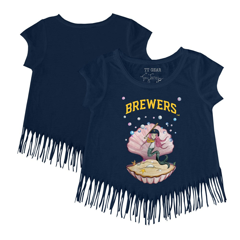 Milwaukee Brewers Tiny Turnip Girls Youth Mermaid Fringe T-Shirt - MLB T-shirts
