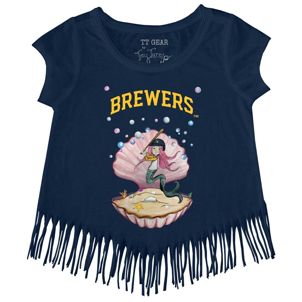 Milwaukee Brewers Tiny Turnip Girls Youth Mermaid Fringe T-Shirt - MLB T-shirts
