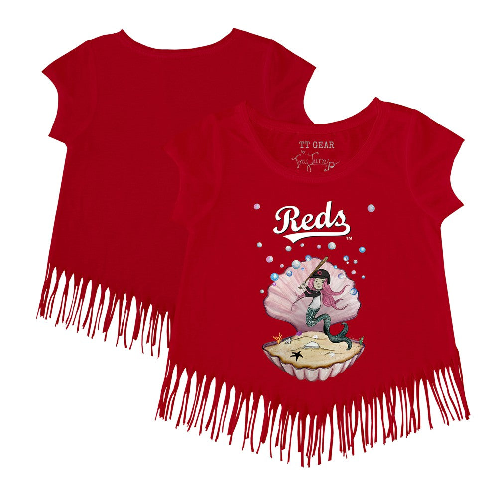 Cincinnati Reds Tiny Turnip Girls Youth Mermaid Fringe T-Shirt - MLB T-shirts