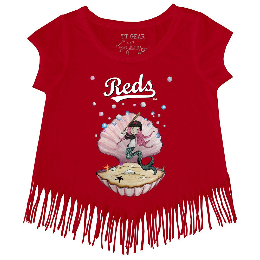 Cincinnati Reds Tiny Turnip Girls Youth Mermaid Fringe T-Shirt - MLB T-shirts