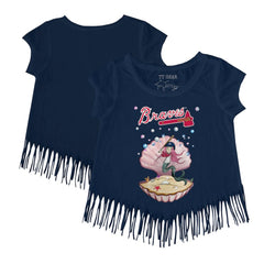 Atlanta Braves Tiny Turnip Girls Youth Mermaid Fringe T-Shirt - MLB T-shirts