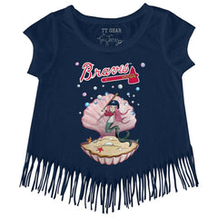 Atlanta Braves Tiny Turnip Girls Youth Mermaid Fringe T-Shirt - MLB T-shirts