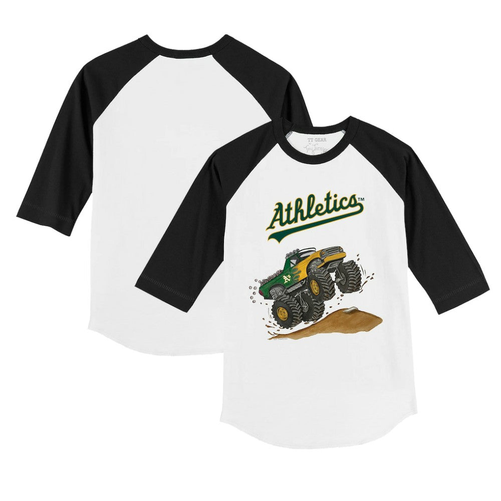 Athletics Tiny Turnip Youth Monster Truck 3/4-Sleeve Raglan T-Shirt - MLB T-shirts