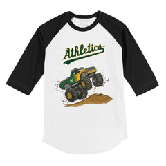 Athletics Tiny Turnip Youth Monster Truck 3/4-Sleeve Raglan T-Shirt - MLB T-shirts