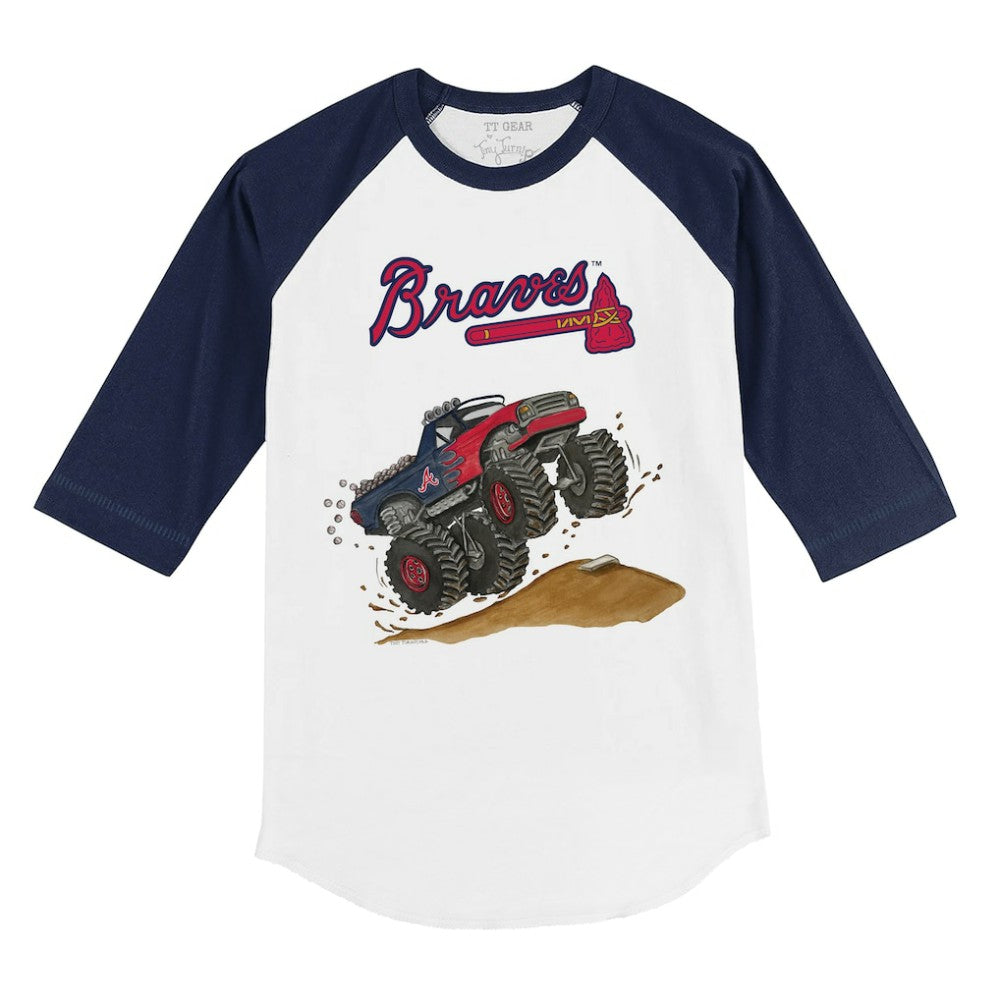 Atlanta Braves Tiny Turnip Youth Monster Truck 3/4-Sleeve Raglan T-Shirt - MLB T-shirts