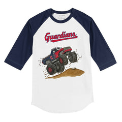 Cleveland Guardians Tiny Turnip Youth Monster Truck 3/4-Sleeve Raglan T-Shirt - MLB T-shirts