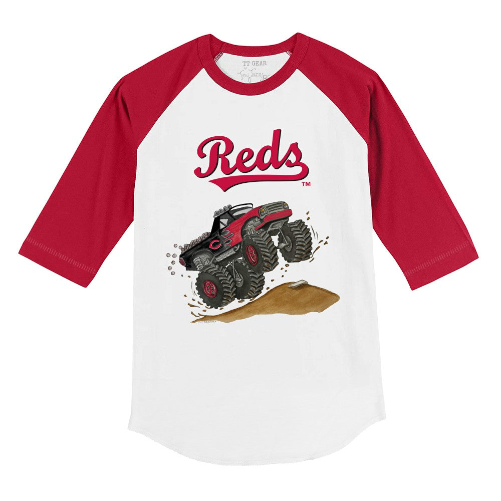 Cincinnati Reds Tiny Turnip Youth Monster Truck 3/4-Sleeve Raglan T-Shirt - MLB T-shirts
