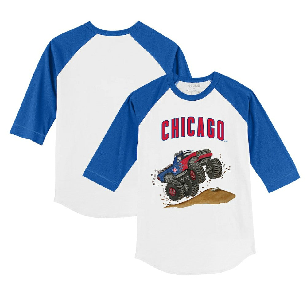 Chicago Cubs Tiny Turnip Youth Monster Truck 3/4-Sleeve Raglan T-Shirt - MLB T-shirts
