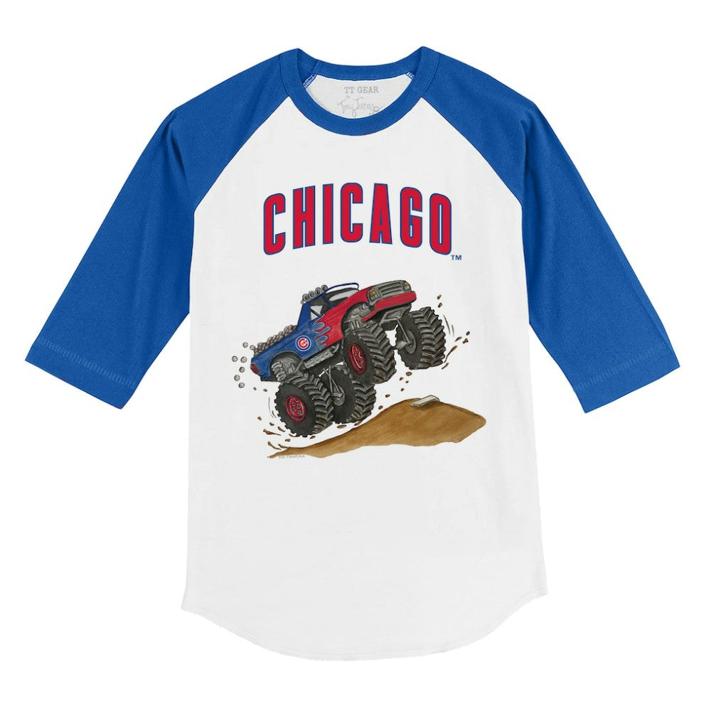 Chicago Cubs Tiny Turnip Youth Monster Truck 3/4-Sleeve Raglan T-Shirt - MLB T-shirts