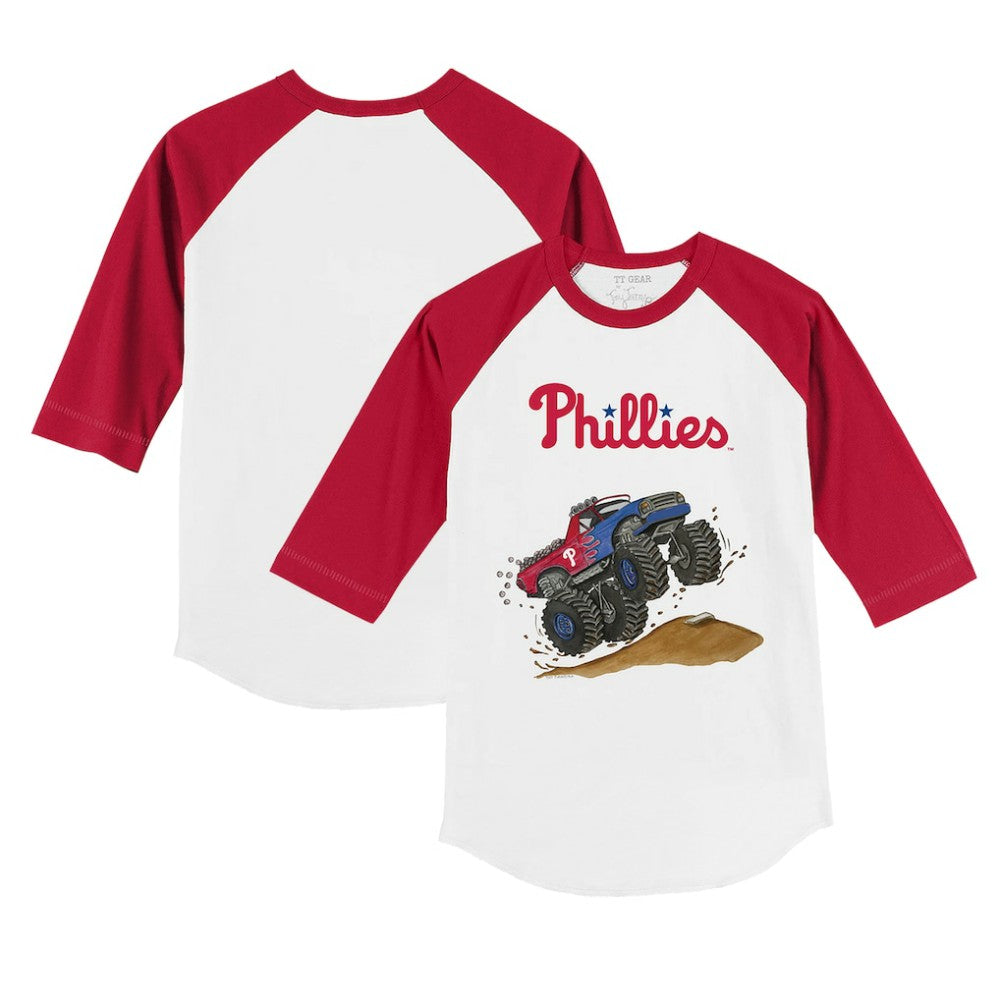 Philadelphia Phillies Tiny Turnip Youth Monster Truck 3/4-Sleeve Raglan T-Shirt - MLB T-shirts