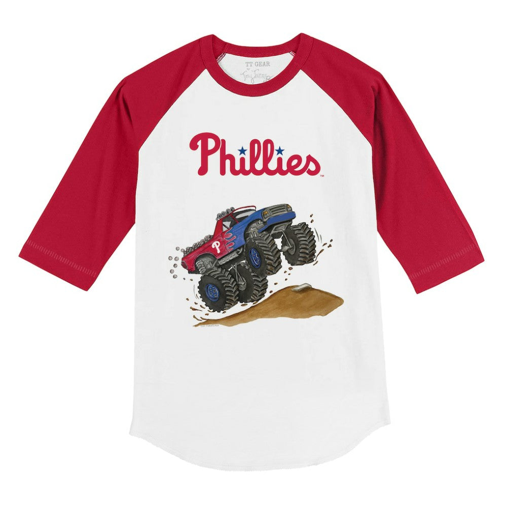 Philadelphia Phillies Tiny Turnip Youth Monster Truck 3/4-Sleeve Raglan T-Shirt - MLB T-shirts