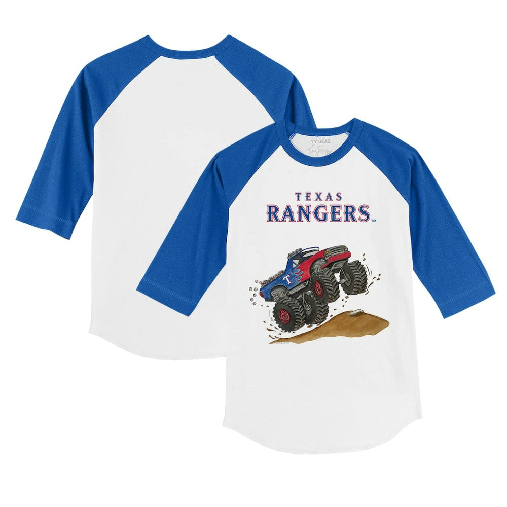 Texas Rangers Tiny Turnip Youth Monster Truck 3/4-Sleeve Raglan T-Shirt - MLB T-shirts