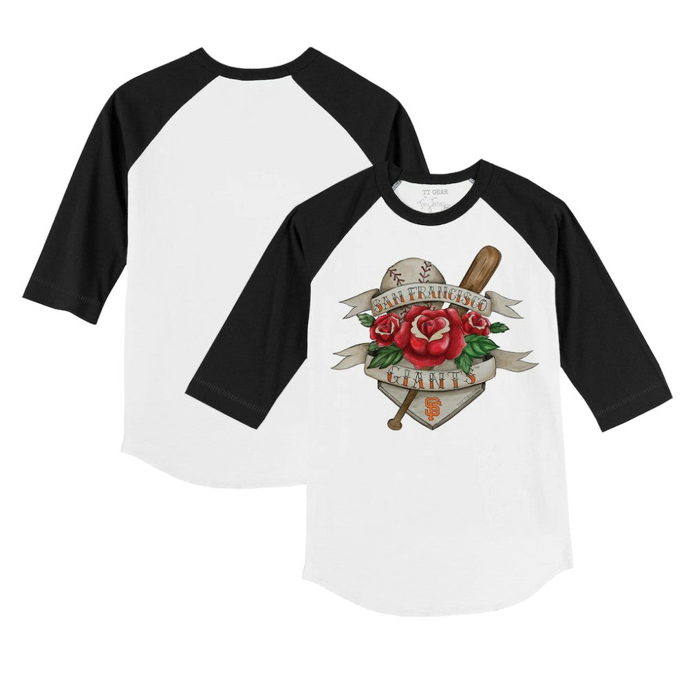San Francisco Giants Tiny Turnip Youth Tattoo Rose 3/4-Sleeve Raglan T-Shirt - MLB T-shirts