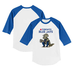 Toronto Blue Jays Tiny Turnip Youth Triceratops 3/4-Sleeve Raglan T-Shirt - MLB T-shirts