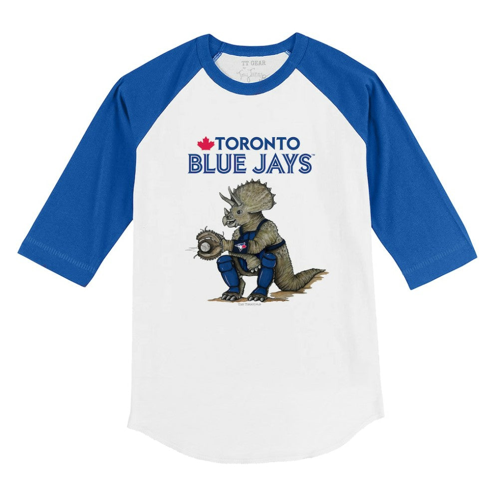 Toronto Blue Jays Tiny Turnip Youth Triceratops 3/4-Sleeve Raglan T-Shirt - MLB T-shirts