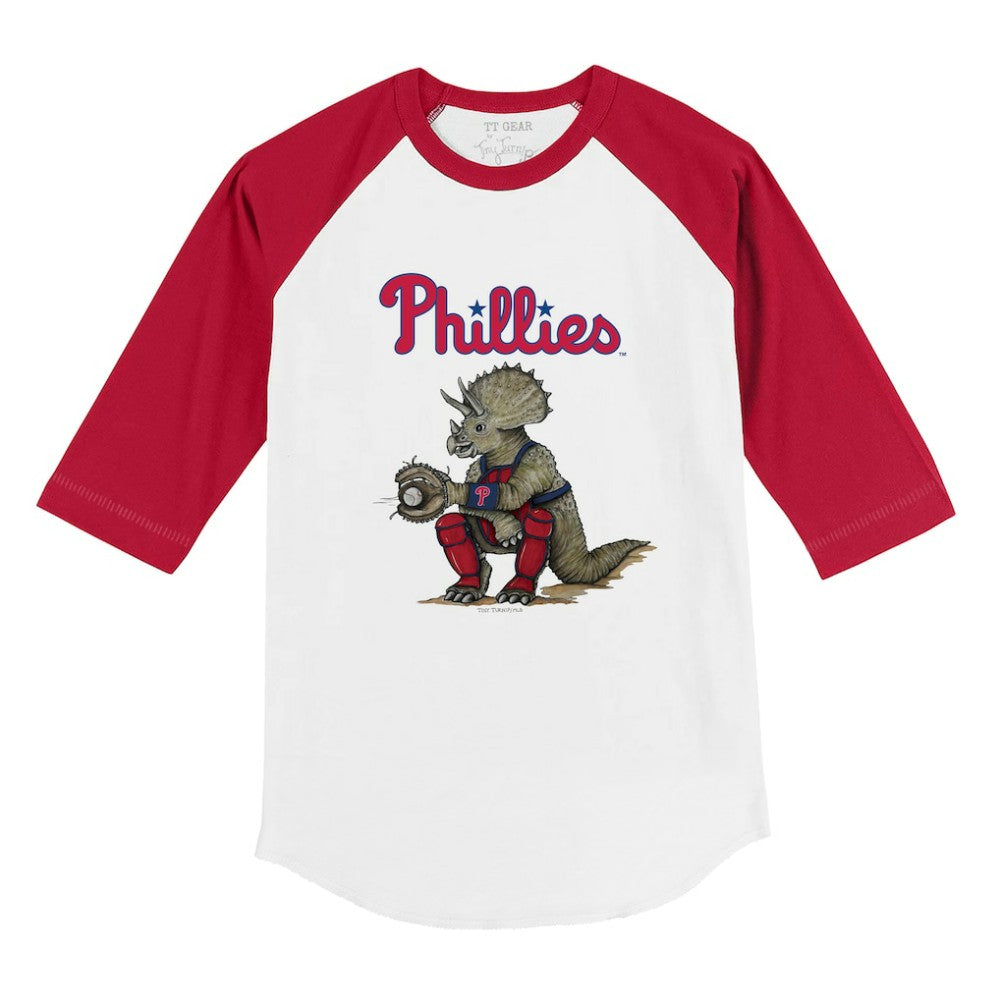 Philadelphia Phillies Tiny Turnip Youth Triceratops 3/4-Sleeve Raglan T-Shirt - MLB T-shirts