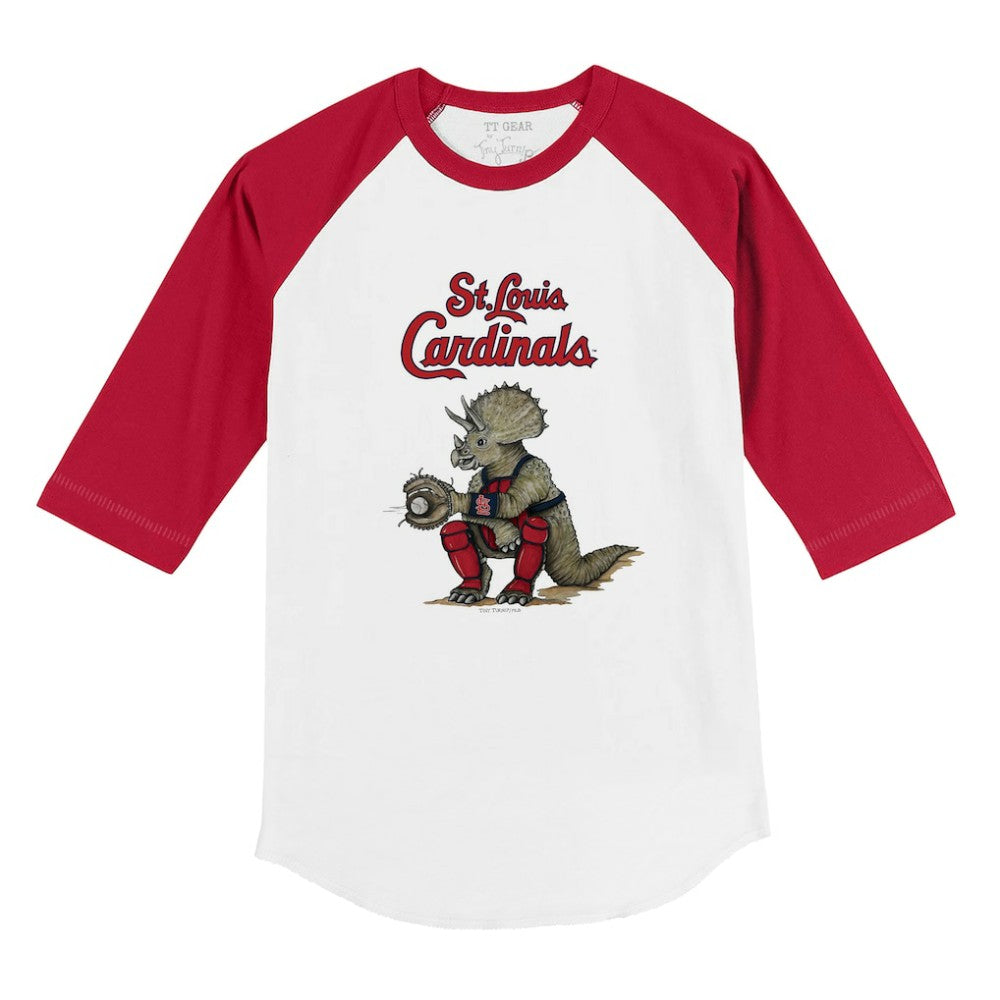 St. Louis Cardinals Tiny Turnip Youth Triceratops 3/4-Sleeve Raglan T-Shirt - MLB T-shirts