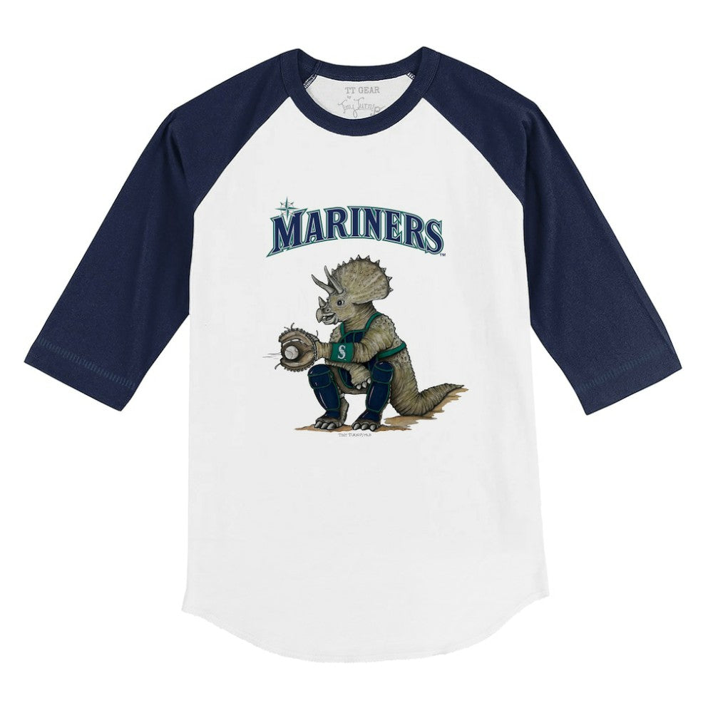 Seattle Mariners Tiny Turnip Youth Triceratops 3/4-Sleeve Raglan T-Shirt - MLB T-shirts