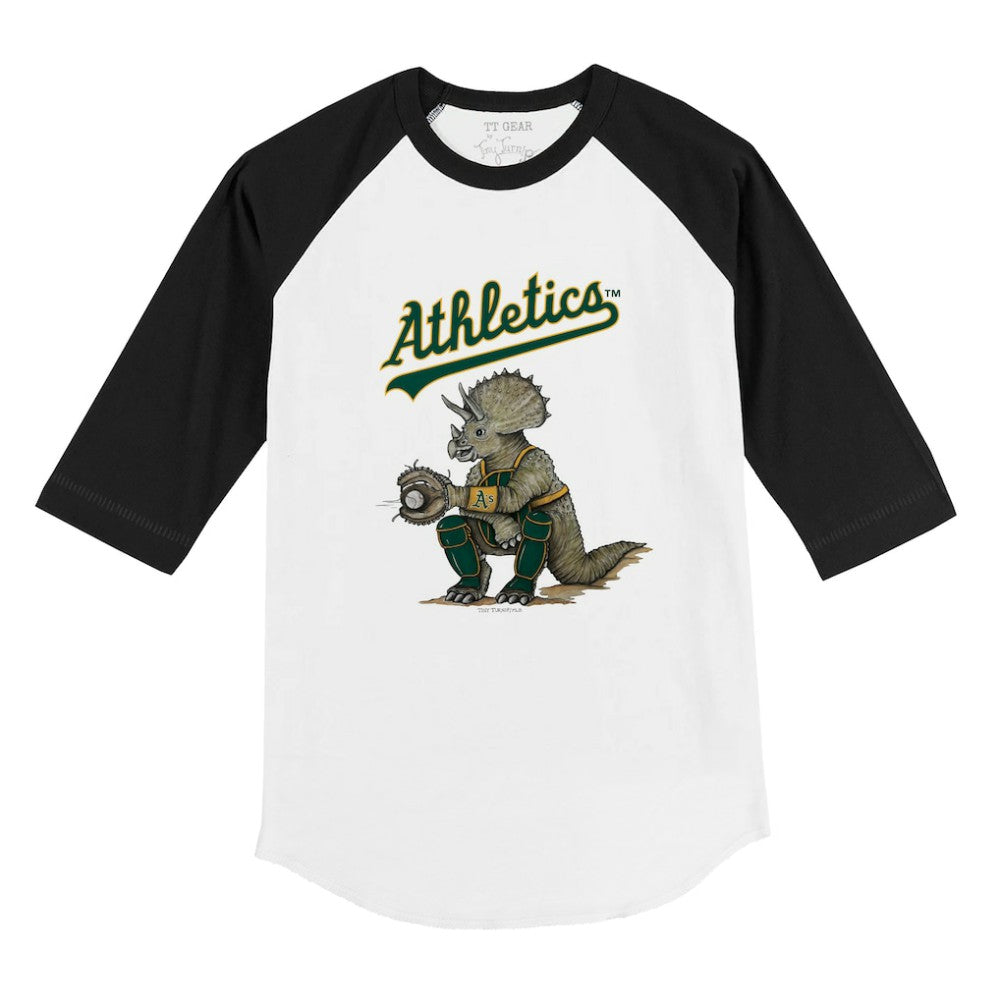 Athletics Tiny Turnip Youth Triceratops 3/4-Sleeve Raglan T-Shirt - MLB T-shirts