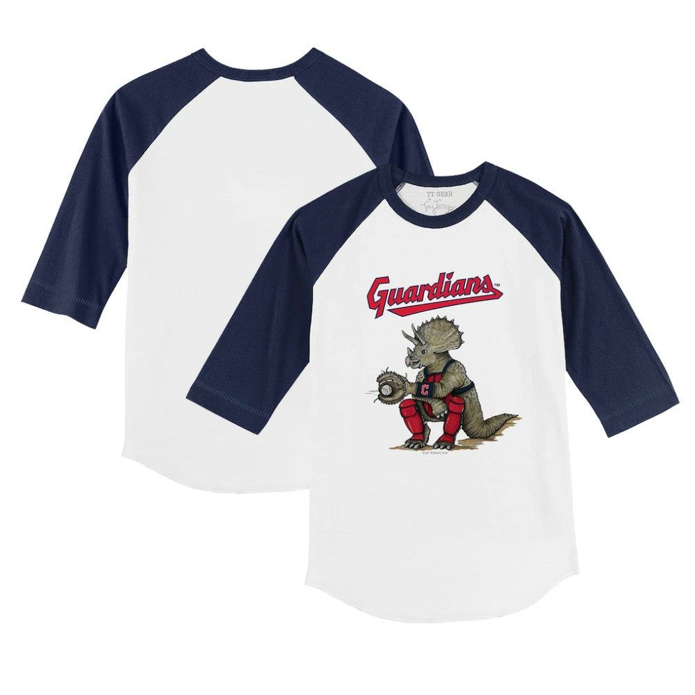 Cleveland Guardians Tiny Turnip Youth Triceratops 3/4-Sleeve Raglan T-Shirt - MLB T-shirts