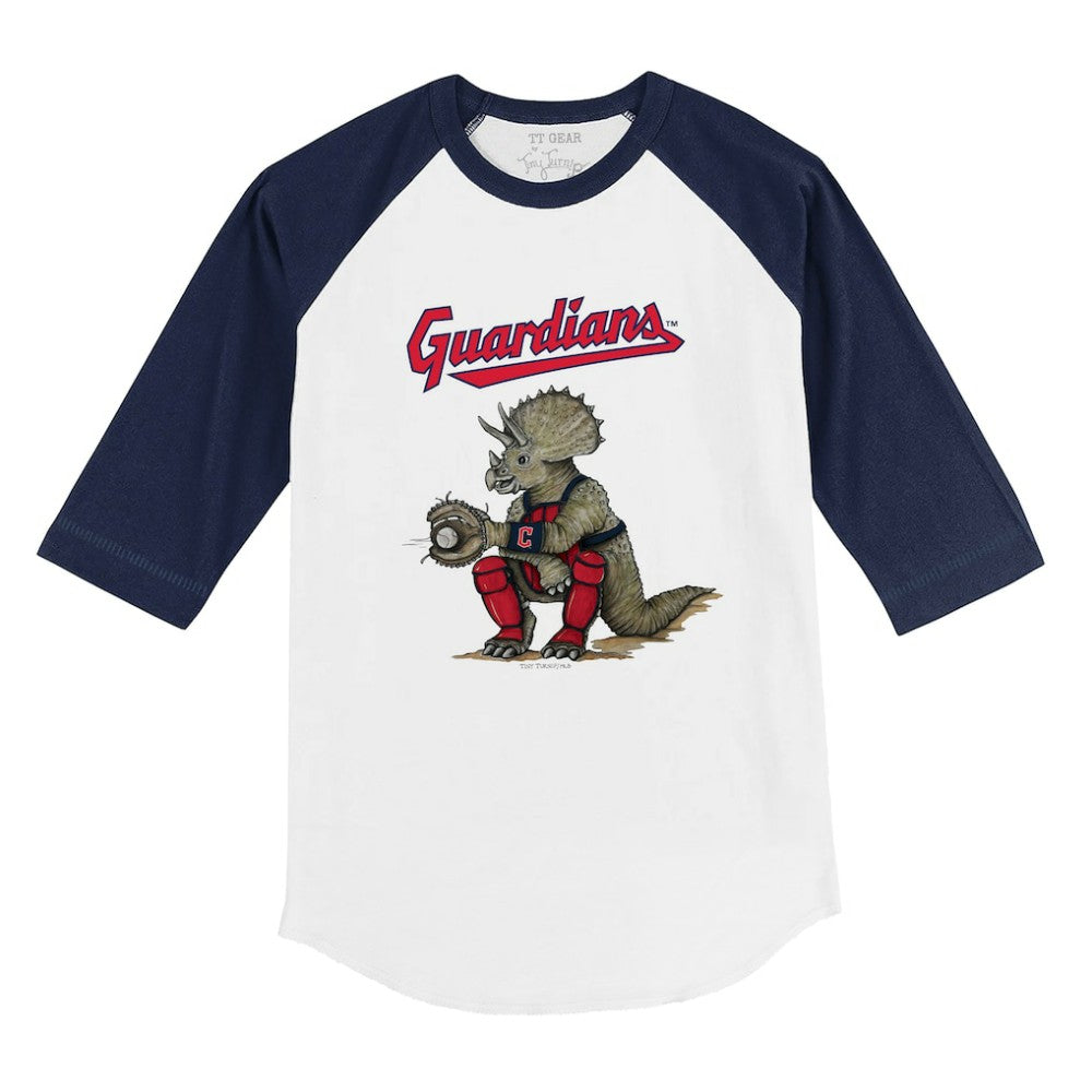 Cleveland Guardians Tiny Turnip Youth Triceratops 3/4-Sleeve Raglan T-Shirt - MLB T-shirts