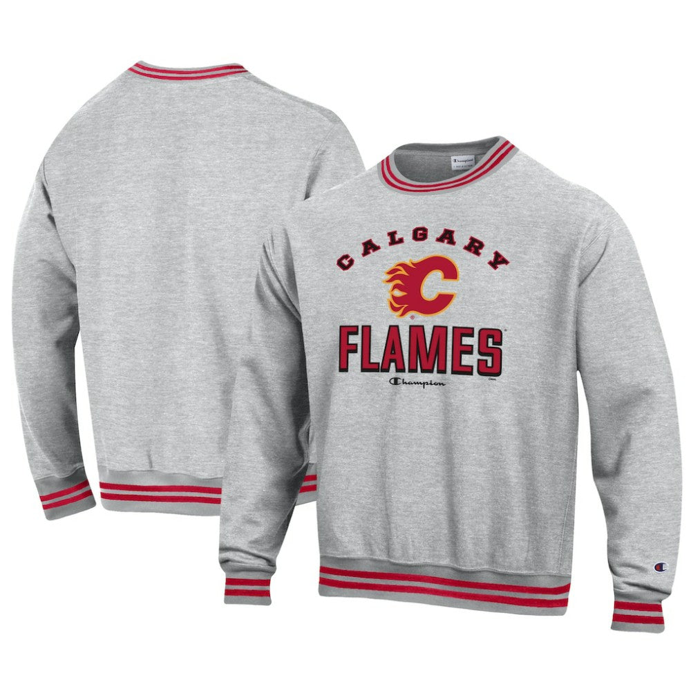 Calgary Flames Champion Reverse Weave Yarn Dye Pullover Sweatshirt -  NHL Sweatshirts