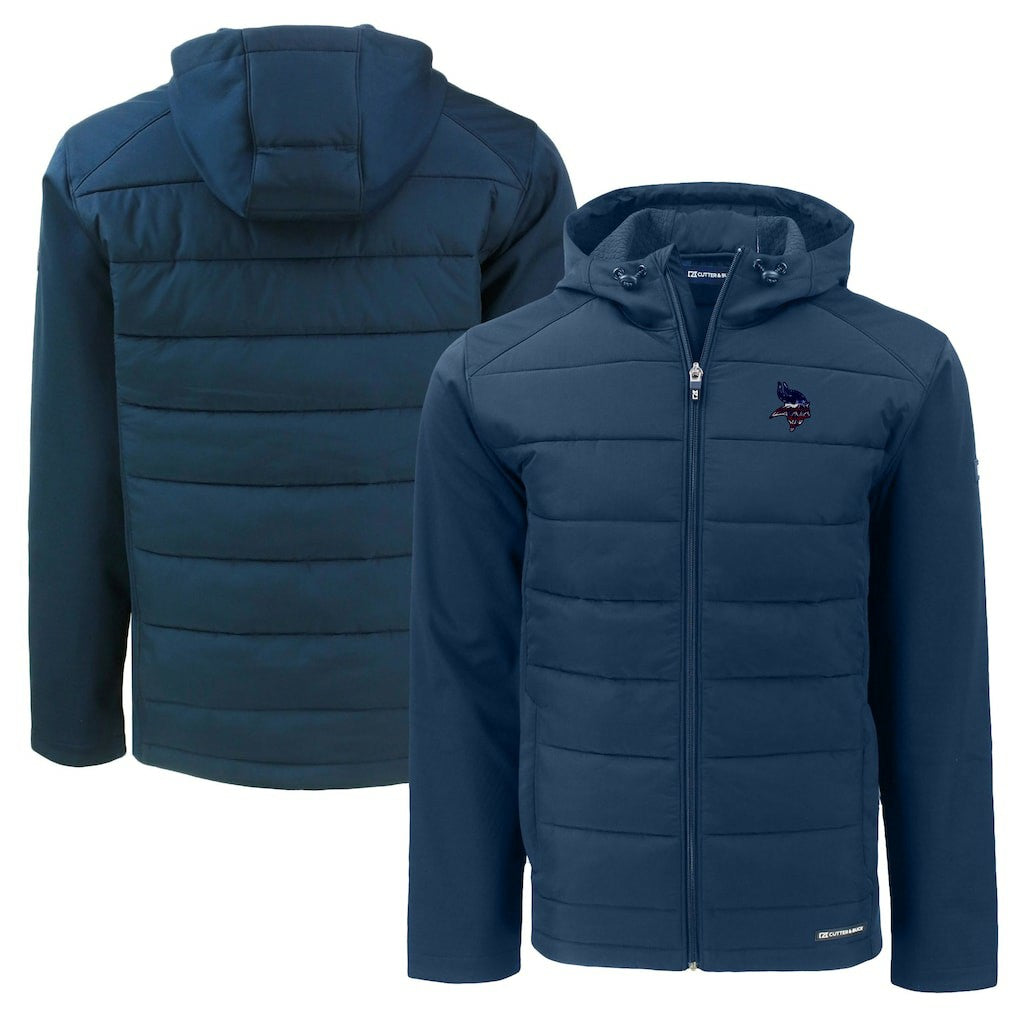Minnesota Vikings Cutter & Buck Americana Evoke Hybrid Eco Softshell Recycled Full-Zip Hooded Jacket | NFL New