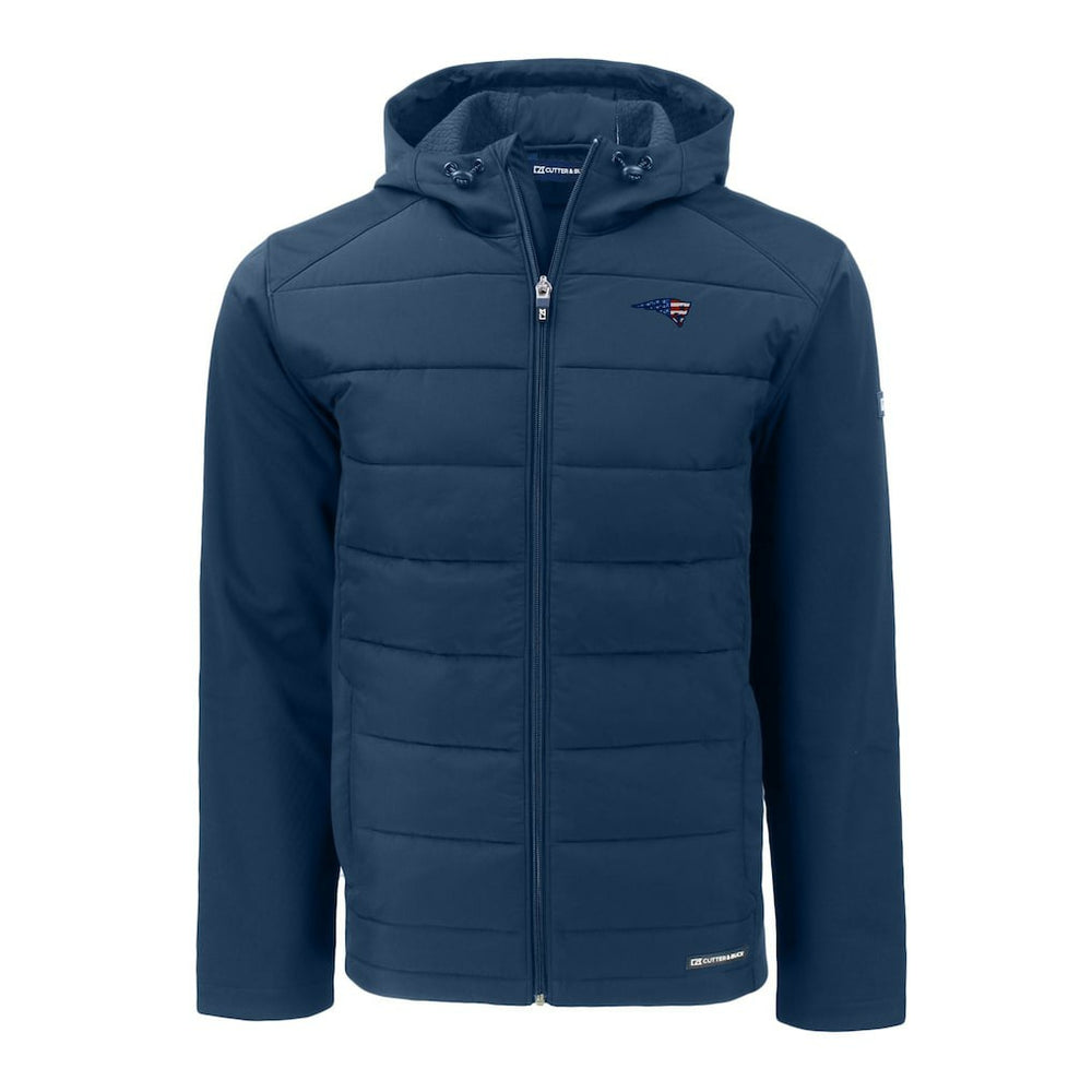 New England Patriots Cutter & Buck Americana Evoke Hybrid Eco Softshell Recycled Full-Zip Hooded Jacket | NFL Online