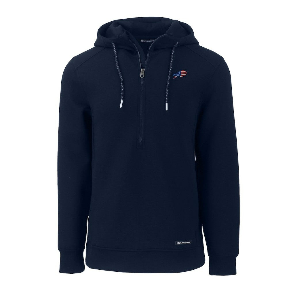 Buffalo Bills Cutter & Buck Americana Roam Eco Half-Zip Recycled Pullover Hoodie | NFL Online