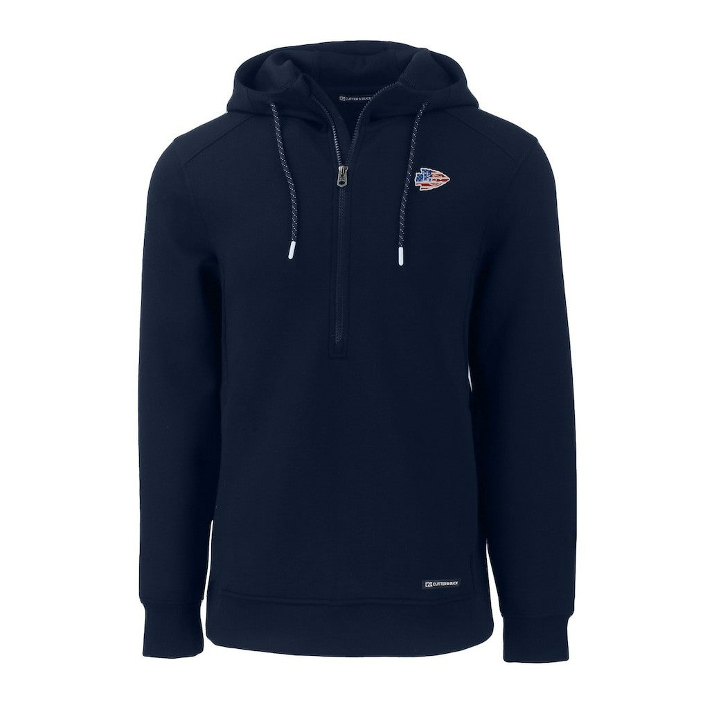 Kansas City Chiefs Cutter & Buck Americana Roam Eco Half-Zip Recycled Pullover Hoodie | NFL Discount