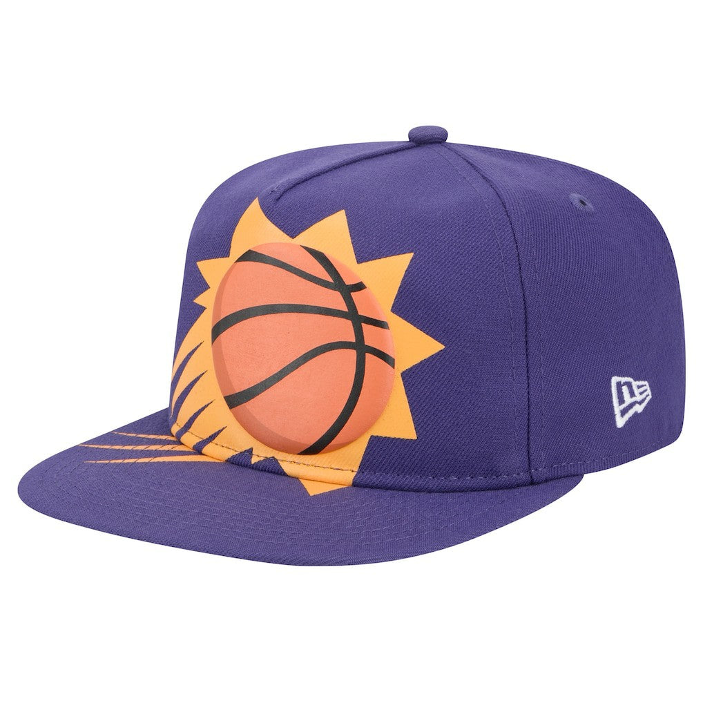 Purple Phoenix Suns Oversized Puff Print Logo Golfer Snapback Hat sale | NBA