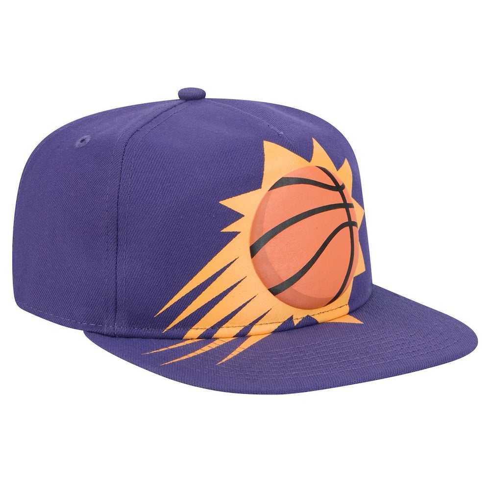 Purple Phoenix Suns Oversized Puff Print Logo Golfer Snapback Hat sale | NBA