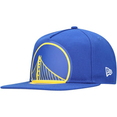 Royal Golden State Warriors Oversized Puff Print Logo Golfer Snapback Hat sale | NBA
