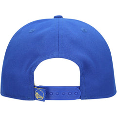 Royal Golden State Warriors Oversized Puff Print Logo Golfer Snapback Hat sale | NBA