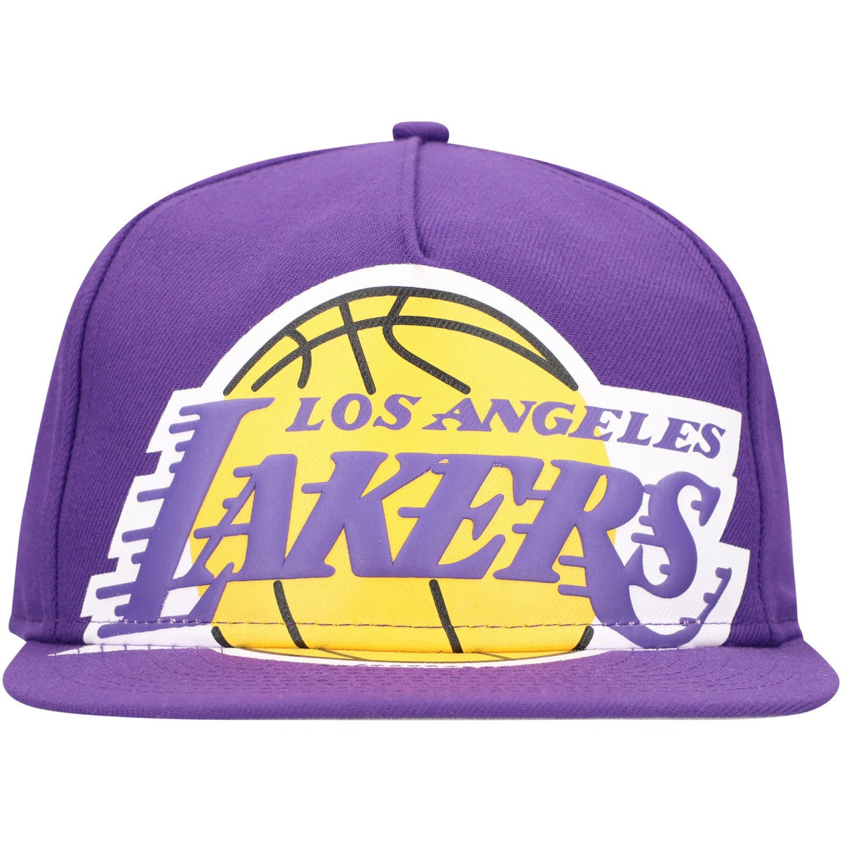 Purple Los Angeles Lakers Oversized Puff Print Logo Golfer Snapback Hat | NBA