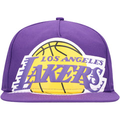 Purple Los Angeles Lakers Oversized Puff Print Logo Golfer Snapback Hat | NBA