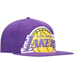 Purple Los Angeles Lakers Oversized Puff Print Logo Golfer Snapback Hat | NBA