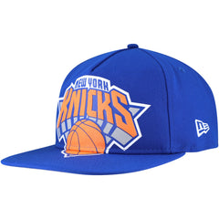 Blue New York Knicks Oversized Puff Print Logo Golfer Snapback Hat | NBA