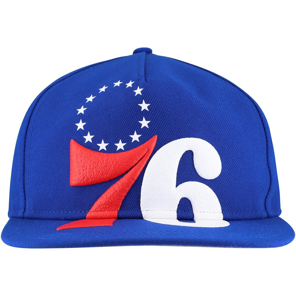 Royal Philadelphia 76ers Oversized Puff Print Logo Golfer Snapback Hat | NBA