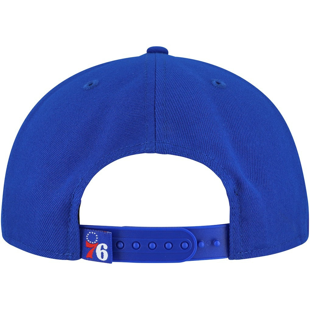 Royal Philadelphia 76ers Oversized Puff Print Logo Golfer Snapback Hat | NBA